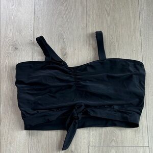 Coral reef swim Black Tie-Front Women's swim top